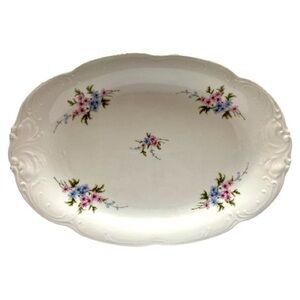 Wawel Rose Garden Vintage Polish Fine Porcelain Rimmed Serving Platter 13" X 9"